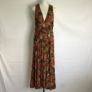R.J. STEVENS BY CAROL ESCRITOR WOMEN VINTAGE TROPICAL FLORAL PLEATED DRESS SZ 14